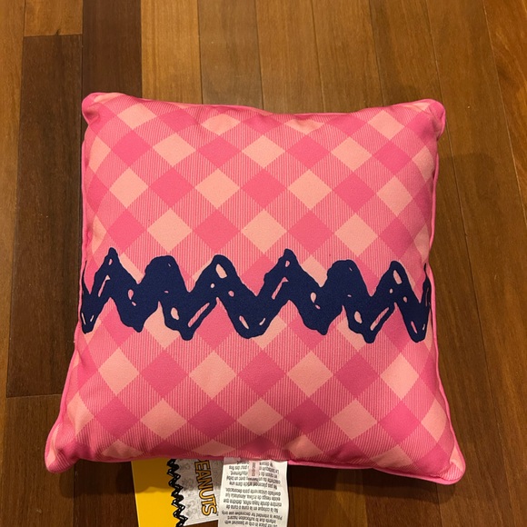 Peanuts Joe Cool Snoopy Pink Plaid Decorative Throw Pillow - Picture 4 of 4